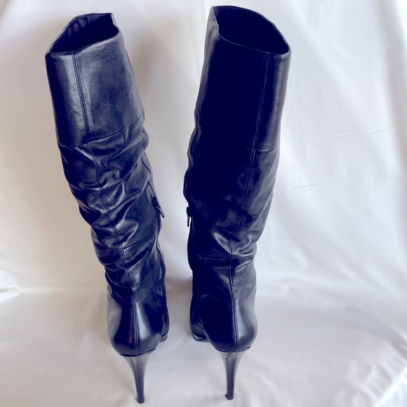 Brand New ! Brazilian Style Long Black Leather Boots.Inside Zipper - Size 39/8.5 - Picture 3 of 11